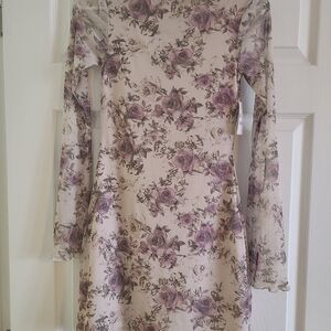 Ardene Lavender Floral Long Sleeve Dress